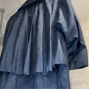 VNT John Weitz Navy Trench Coat Oversized Made in Poland Flouncy Full Length 14P